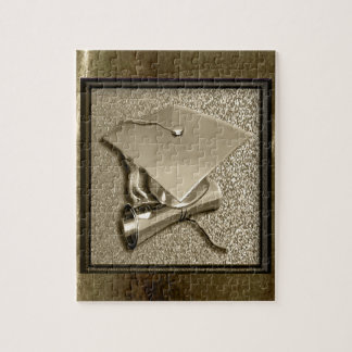 Gold Cap and Diploma on Gold Jigsaw Puzzle