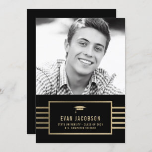 Gold Cap EDITABLE COLOR Graduation Announce Invitation