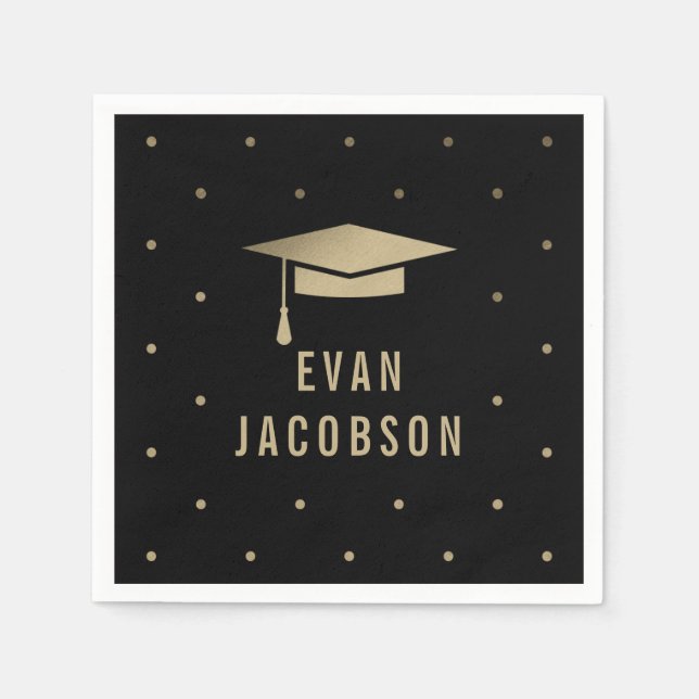 Gold Cap EDITABLE COLOR Graduation Napkins (Front)