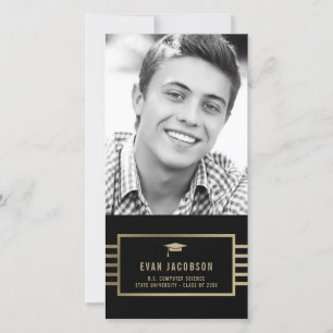 Gold Cap EDITABLE COLOR Graduation Photo Card