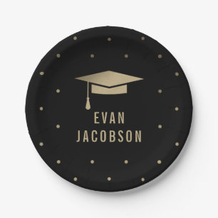 Gold Cap EDITABLE COLOR Graduation Plates