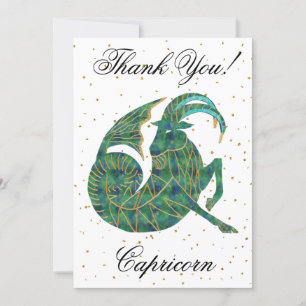 Gold Capricorn 1st Birthday & Big Photo Thank You Card