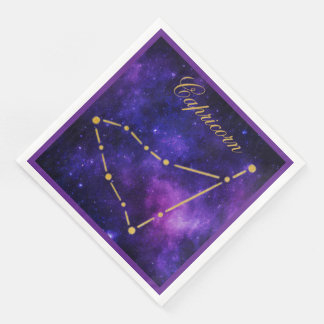 Gold Capricorn Constellation on Dark Galaxy| Napkin