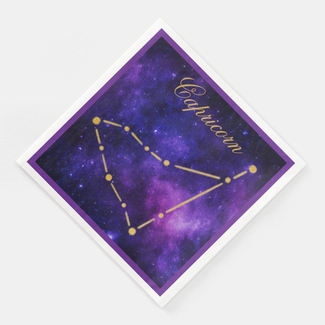Gold Capricorn Constellation on Dark Galaxy| Napkin (Corner)