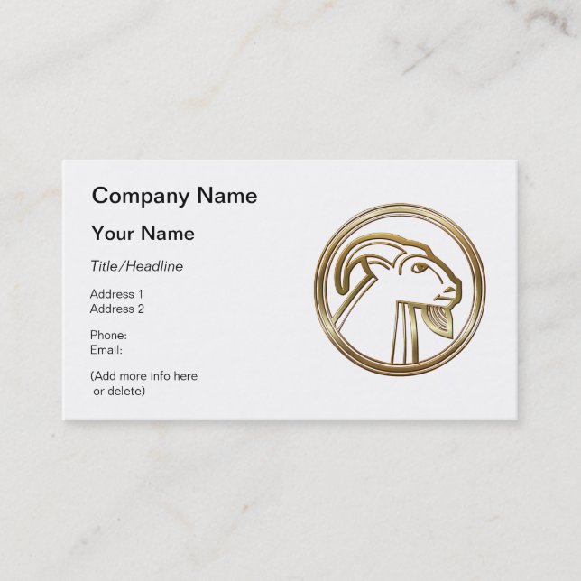 Gold Capricorn Zodiac Sea Goat Astrology Sign Business Card (Front)