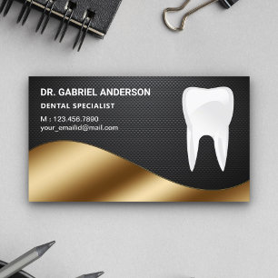 Gold Carbon Fibre Tooth Dental Clinic Dentist Business Card