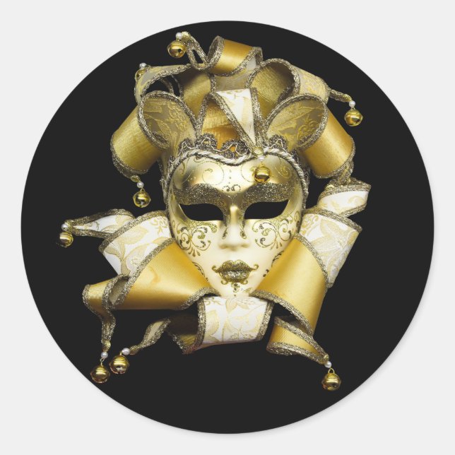 gold carnival mask stickers  (Front)