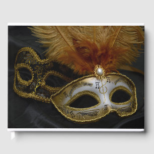 Gold Carnival Venetian Mask Masquerade Guest Book