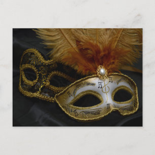Gold Carnival Venetian Mask Masquerade Postcard