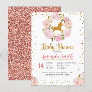 Gold Carousel Baby Shower invitation
