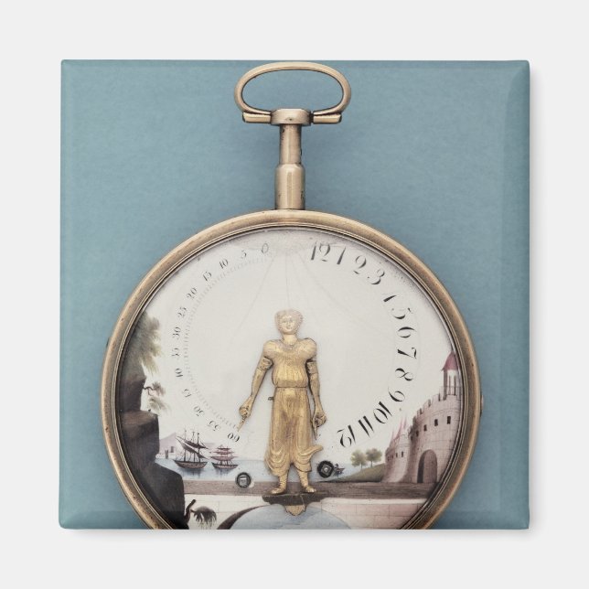 Gold cased bras-en-l'air pocket watch magnet (Front)