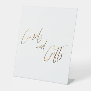 Gold Casual Handwriting Cards & Gifts Pedestal Sig Pedestal Sign