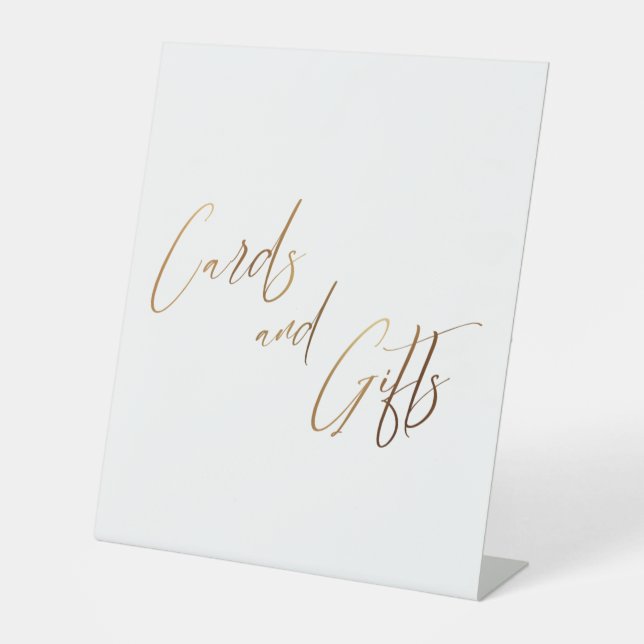 Gold Casual Handwriting Cards & Gifts Pedestal Sig Pedestal Sign (Front)