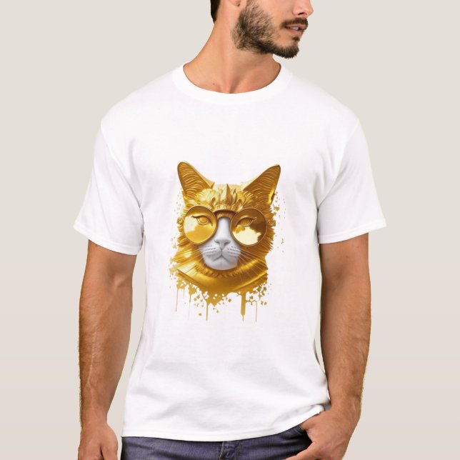 GOLD CAT AI Printable Art Generator T-Shirt (Front)