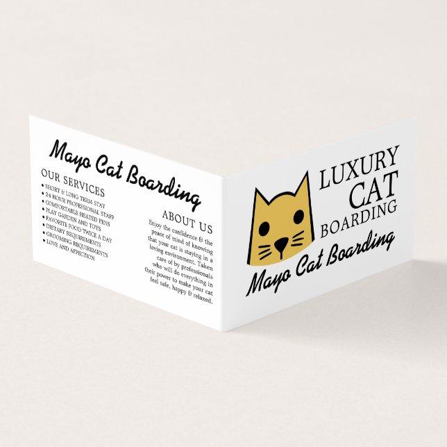Gold Cat, Cat Boarding, Cattery Detailed Business Card (Outside)