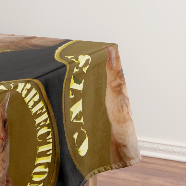 Gold Cat Coins With Ginger Cat,  Tablecloth (In Situ)