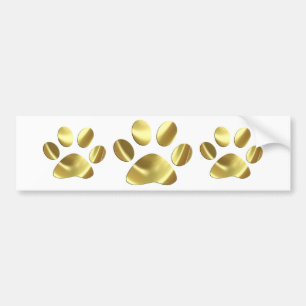 Gold Cat Paw Print Bumper Sticker