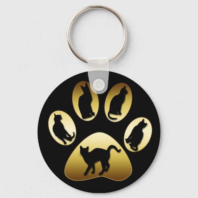 GOLD CAT PAW WITH CATS KEY RING (Front)