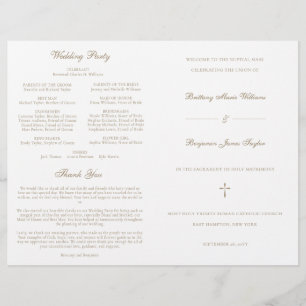 Gold Catholic Wedding Mass Ceremony Program