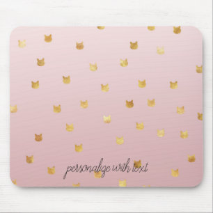Gold Cats Blush Pink Ombre Mouse Mat