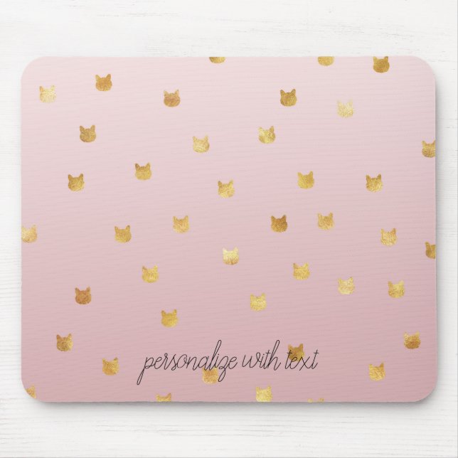 Gold Cats Blush Pink Ombre Mouse Mat (Front)