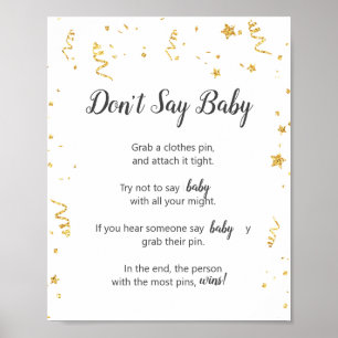 Gold Celebration Baby Shower Don't Say Baby Game Poster