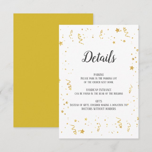Gold Celebration Detail Insert Card (Front/Back)