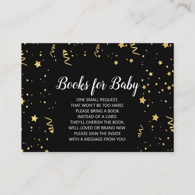 Gold Celebration on Black Book Request Enclosure Card (Front)