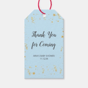 Gold Celebration on Blue Baby Shower Favour Gift Tags