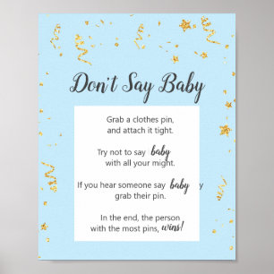 Gold Celebration on Blue Don't Say Baby Game Poster