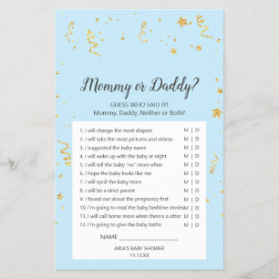 Gold Celebration on Blue Mummy or Daddy Game Flyer