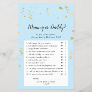 Gold Celebration on Blue Mummy or Daddy Game Flyer
