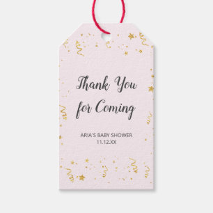 Gold Celebration on Pink Baby Shower Favour Gift Tags