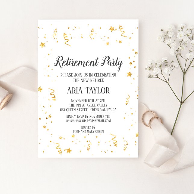 Gold Celebration Retirement Party Invitation (Creator Uploaded)