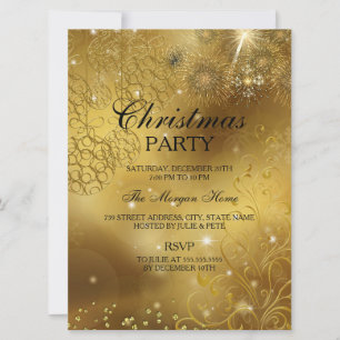 Gold Celebration Sparkle Christmas Holiday Invite
