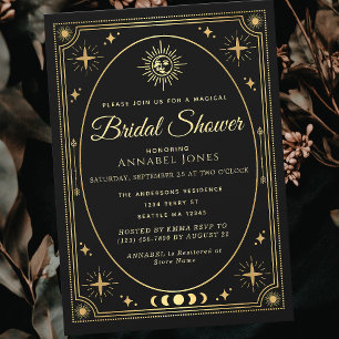 Gold Celestial Black Tarot Card Bridal Shower