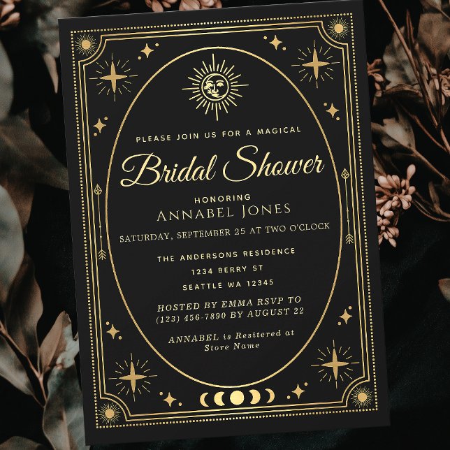 Gold Celestial Black Tarot Card Bridal Shower (Creator Uploaded)