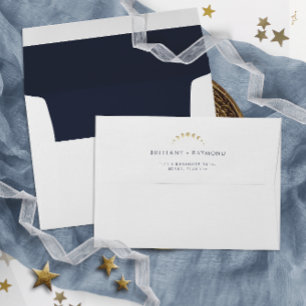 Gold Celestial Blue Wedding  Envelope