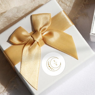 Gold Celestial Initials Wedding  Classic Round Sticker