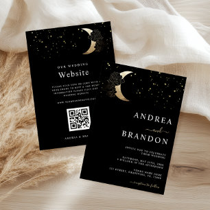 Gold Celestial Mystic Moon All in One Wedding Invitation