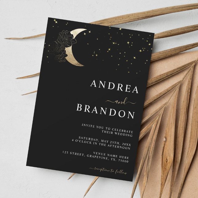 Gold Celestial Mystic Moon All in One Wedding Invitation (Creator Uploaded)
