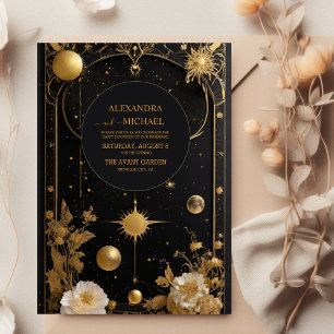 Gold Celestial Mystic Moon Wedding Invitation