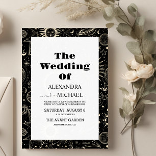 Gold Celestial Mystic Moon Wedding Invitation