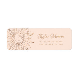 Gold Celestial Sun & Moon on Blush Return Address