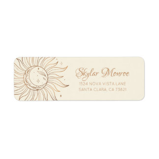 Gold Celestial Sun & Moon on Ivory Return Address