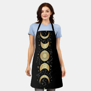 Gold Celestial Sun & Moon Phases– Mystical Zodiac Apron