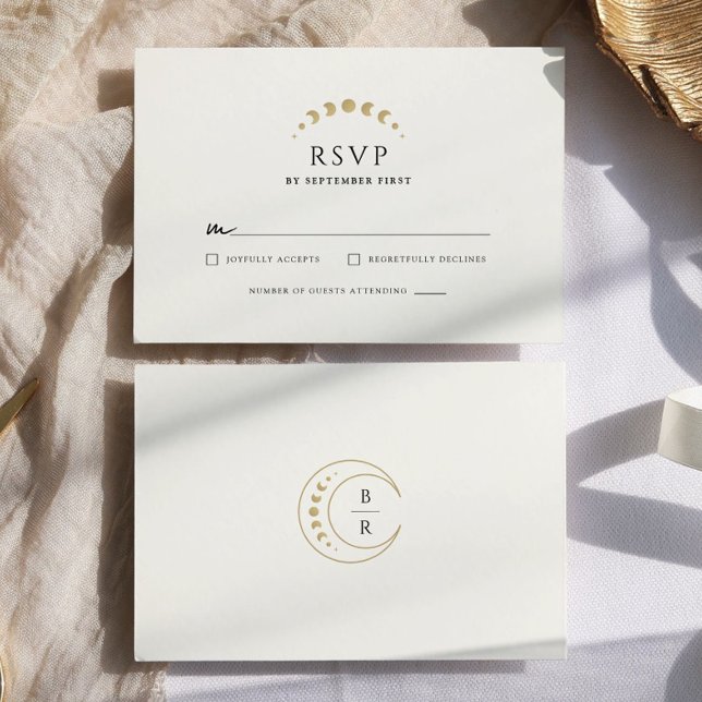 Gold Celestial Wedding RSVP Card (Creator Uploaded)