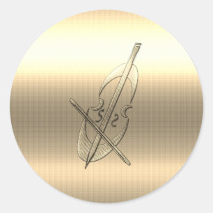 Gold Cello Music Classic Round Sticker