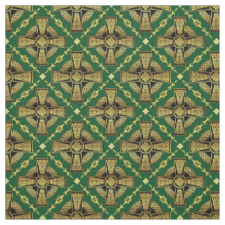 Gold Celtic cross/braided knot design cloth green