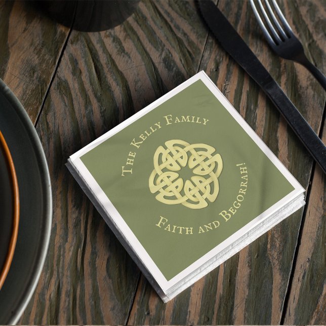 Gold Celtic Cross Classic Faith and Begorrah  Napkin (Creator Uploaded)